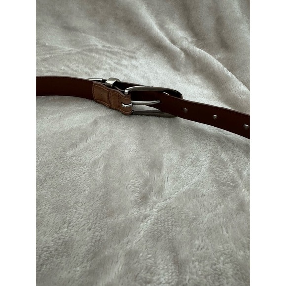 Women’s Vintage Embossed Full Grain Leather Belt Tan with Silver Buckle Size L - Picture 6 of 6